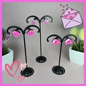 Heart & Envelope Shaped Wooden Earrings‎ Set (NWOT)